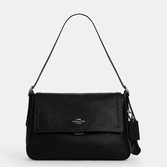 NWT Coach Etta flap bag Leather Gunmetal/Black - Picture 6 of 13